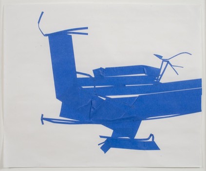 Also at Katonah: A piece by Christine Hiebert made with blue tape, from 2002.